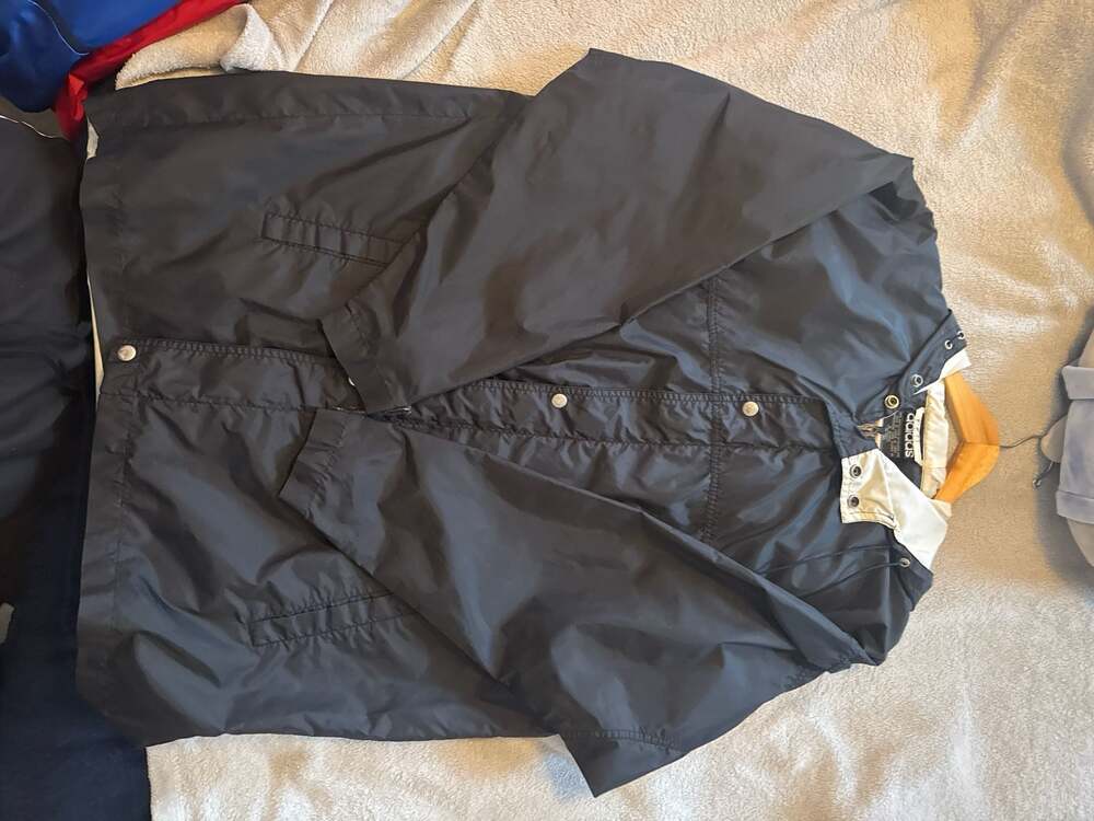 Vintage Adidas Y2K Black Nylon Big Logo Parka Coach Jacket Size Medium